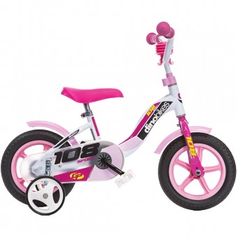 Bicicleta copii Dino Bikes 10 108 Sport alb si roz