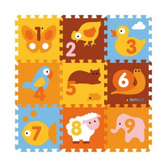 Covor Puzzle din Spuma Happy Children 9 piese - Animals