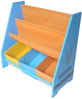 Organizator carti si jucarii cu cadru din lemn Blue Crayon