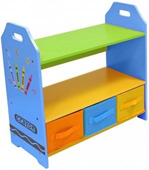 Raft carti si jucarii cu cadru din lemn Blue Crayon