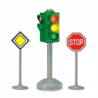 Set Dickie Toys Semafor City Light cu 2 semne rutiere