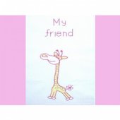 Lenjerie Patut Cu Broderie Fun Life 4 piese Giraffe - Roz