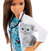 Papusa Barbie by Mattel Careers Medic veterinar cu figurina pisica