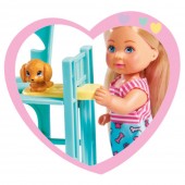 Papusa Simba Evi Love Puppy Fun 12 cm cu 3 figurine si accesorii