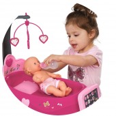 Set cadita si accesorii pentru papusi Smoby Baby Nurse Nursery roz