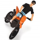 Set Dickie Toys Country Trail 2 masinute, motocicleta, figurina si remorca