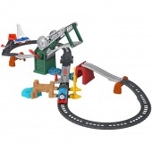 Set Fisher Price by Mattel Thomas and Friends Bridge Lift Thomas and Skiff cu sina, locomotiva motorizata si vagon