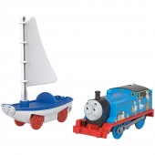 Set Fisher Price by Mattel Thomas and Friends Bridge Lift Thomas and Skiff cu sina, locomotiva motorizata si vagon