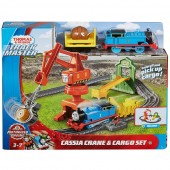 Set Fisher Price by Mattel Thomas and Friends Cassia Crane and Cargo sina cu locomotiva motorizata si vagon