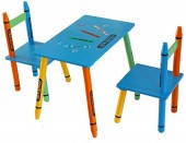 Set masuta si 2 scaunele Blue Crayon