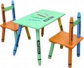 Set masuta si 2 scaunele Green Crayon