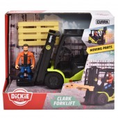 Stivuitor Dickie Toys Clark S25 Forklift cu figurina si accesorii