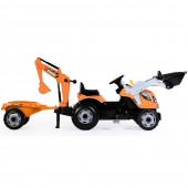 Tractor cu pedale si remorca Smoby Builder Max portocaliu