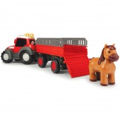 Tractor Dickie Toys Happy Ferguson Animal Trailer cu remorca si figurina cal