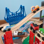 Trenulet din Lemn si Masa de Joaca Happy Kid - City Explorer